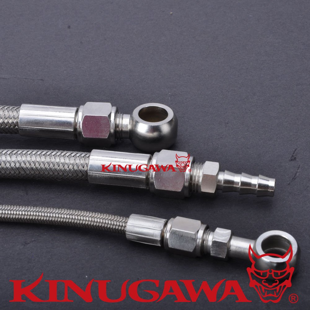 Turbo Oil & Water Line Kit for RB20DET/RB25DET/RB30ET w/Garrett Ball Bearing High-Mount Turbo