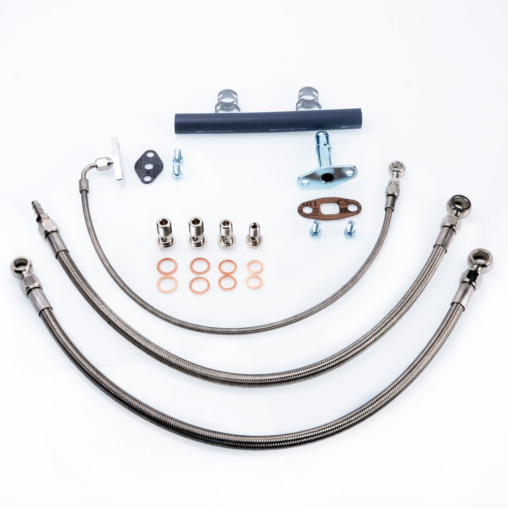 Kinugawa Turbo Oil & Water Line Kit - RB20DET/RB25DET/RB30ET w/Garrett T3/T4 Turbo (M16 Water) 320-14035-031