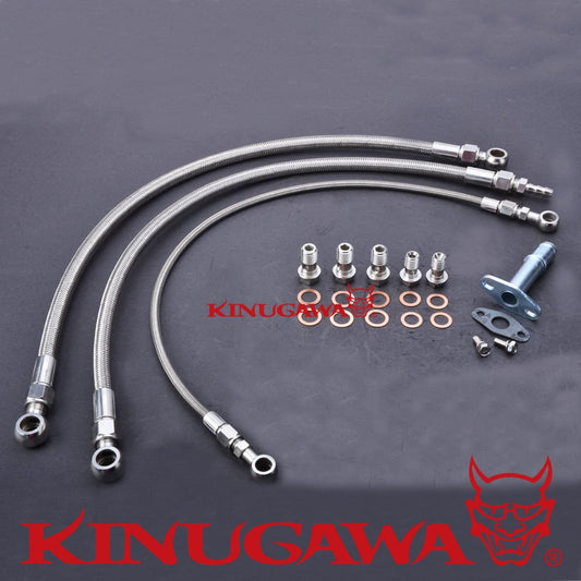 Kinugawa Turbo Oil & Water Line Kit - RB20DET/RB25DET/RB30ET w/Garrett T3/T4 Turbo (M18 Water) 320-14035-078